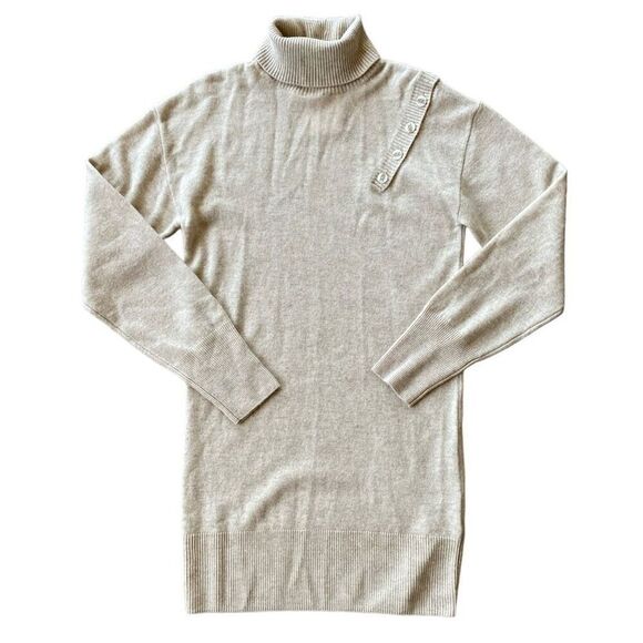 Naadam Beige Wool/Cashmere Turtleneck Sweater Dress NWT Size Extra Small - Picture 1 of 6